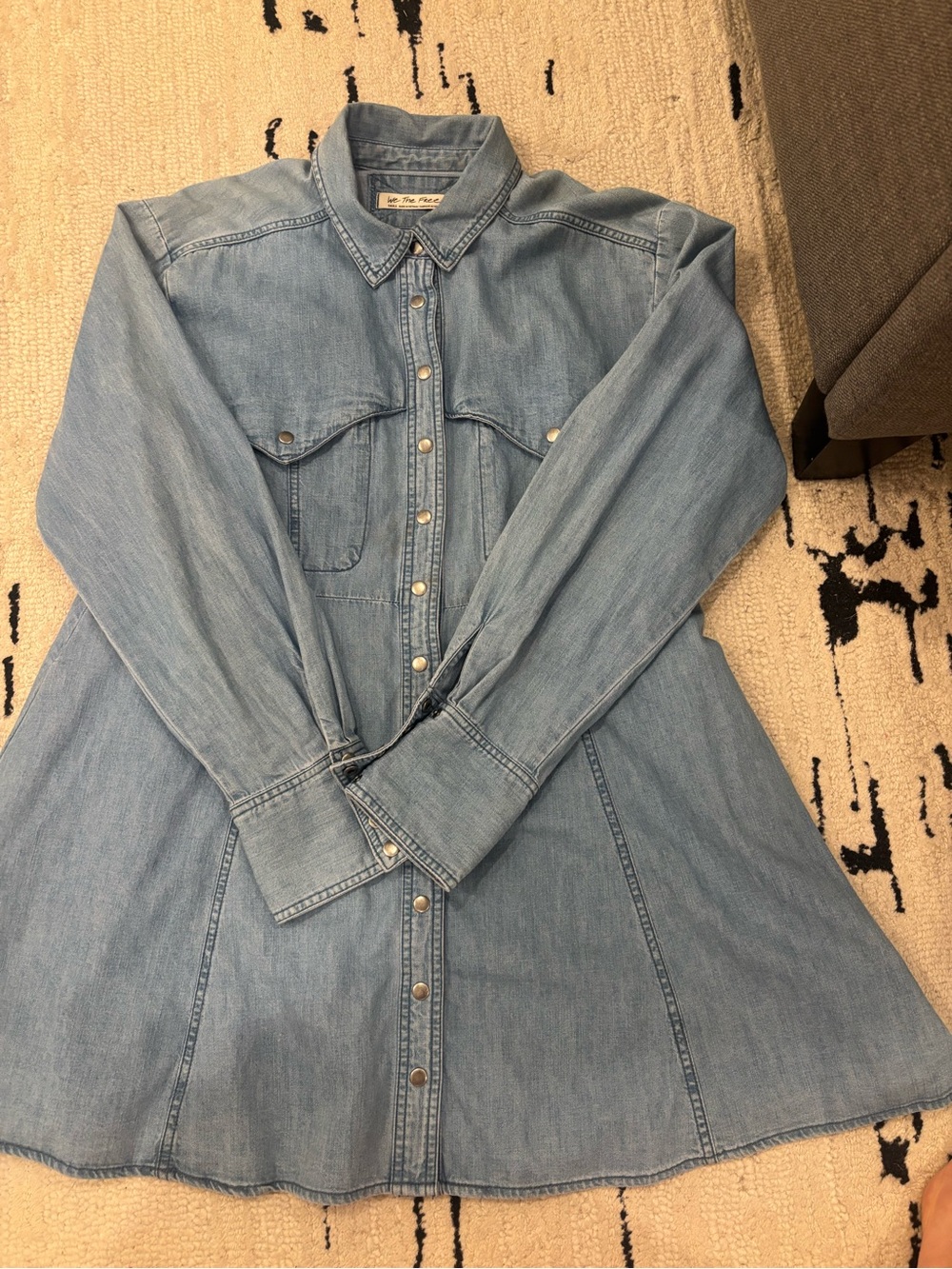 Free People Light Wash Denim Button-Up Dress